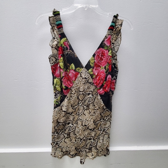 Y2K Vintage Tank Mixed Print Babydoll Style Size S - Picture 10 of 10